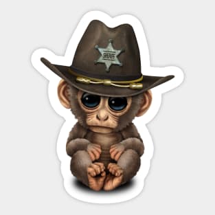 Cute Baby Monkey Sheriff Sticker